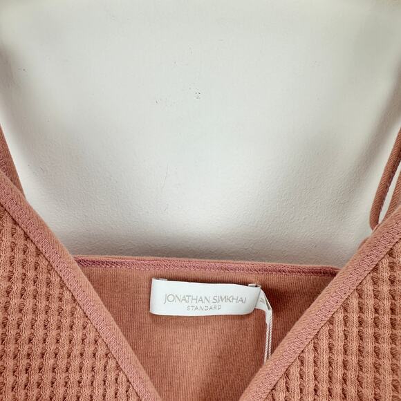 Jonathan Simkhai Crop Top Bralette Waffle Knit Cotton Rose Pink Medium NWT - Picture 5 of 11